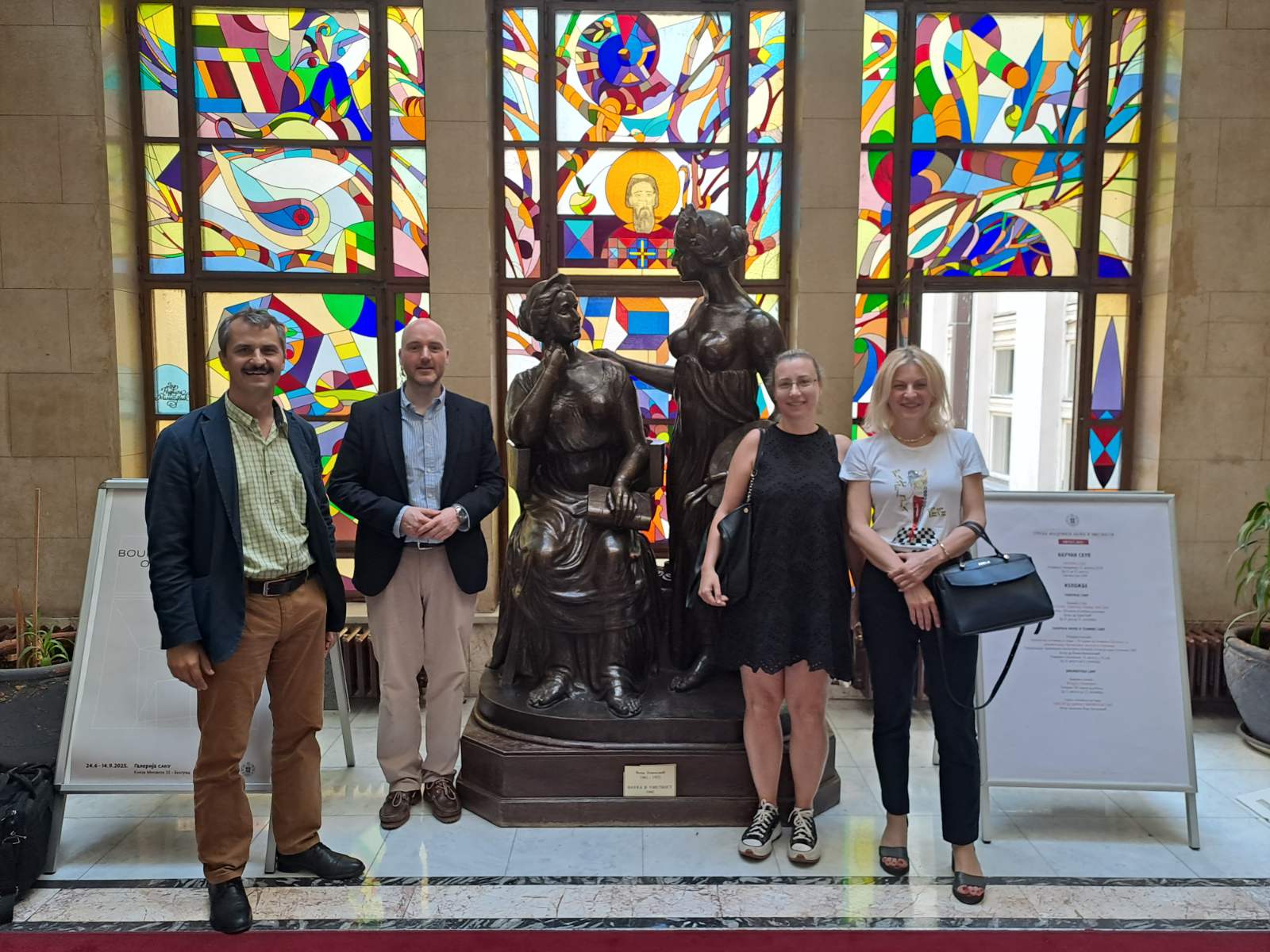 a group of people standing
