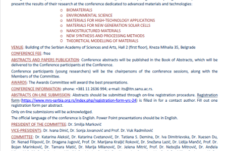 24th YOUNG RESEARCHERS’ CONFERENCE Materials Science and Engineering